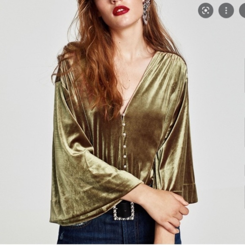 Zara Velvet Bodysuit in Olive